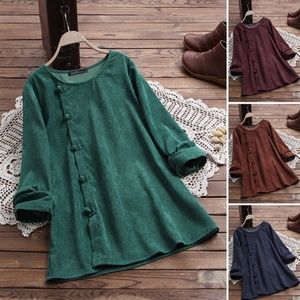 ZANZEA Fashion Women O-neck Long Sleeve Buttons Op